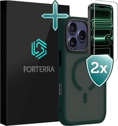 Hoesje Met 2x Screenprotector - Geschikt voor Apple iPhone 17 Pro - Magsafe Compatible - Sterk & Shockproof - Shock Proof Case - Back Cover - Telefoon Hoes - Donkergroen