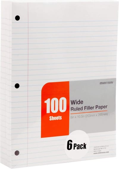 Kantoor Vulpapier - Losbladig Papier - Notities Maken - Breed Gelinieerd - 600 Vellen - Wit