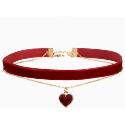 Kerst Nieuwjaar Rode Hanger Meisje Vintage Fluweel Choker Ketting Persoonlijkheid Zoete Liefde Sleutelbeen Ketting Ketting brown