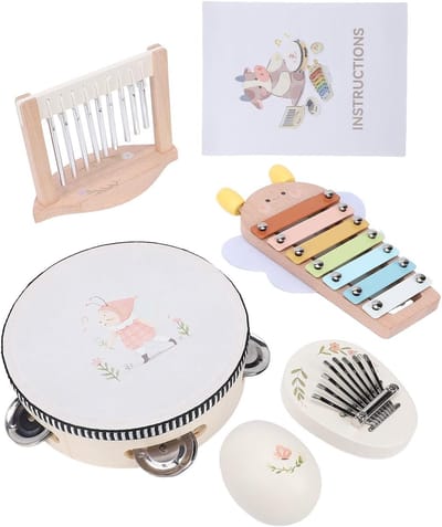 Peuter Drumstel - Muziekinstrumenten Set - Muzikaal Spelen - Duurzaam Beukenhout - 22 x 17 x 8 cm