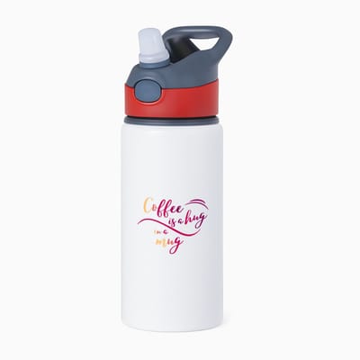 Hacebo® - Coffee is a hug, I am a mug waterfles met rietje rood - Koffie - iemand die houdt van koffie - koffie liefhebbers - quote - verjaardagscadeau - cadeau - kado - gift - geschenk - verrassing - water fles - 650ML