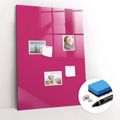 Tulup Whitebord - Kleur Magenta Magneetbord - 70 cm x 100 cm - Magneetbord Rechthoekig - Industrieel Wandbord - Magneetbord Design - Productiviteit Tools - Inclusief Gratis Magneten & Marker & Spons - Foto Magneetbord - Magnetisch Bord
