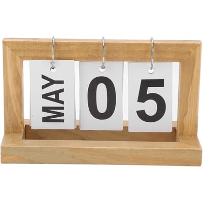 Kleine Bureaukalender Houtkleur Maanden Datums Apart Flip-charts Stijlvol Praktisch Bureau white