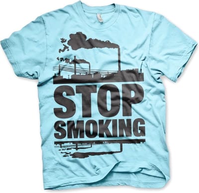 Hybris T-shirt 'Stop Smoking' - Hemelsblauw