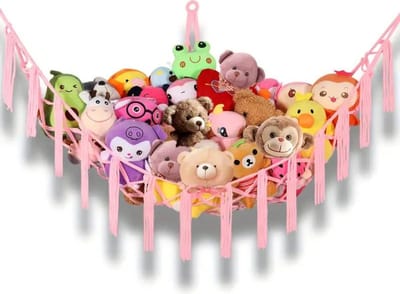 Nivard Knuffel Net - Hangmat - Speelgoed - Opbergsysteem - Hangmat Voor Knuffels - Organizer - Roze
