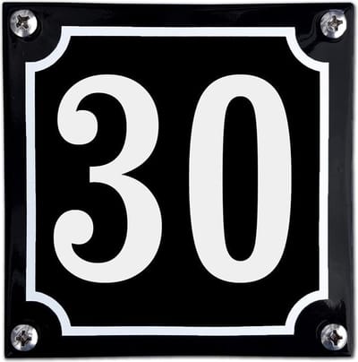 Zwart emaille huisnummer  - 30
