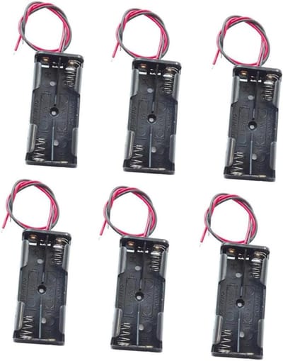 Batterijhouder - Batterijdoos - Elektronica Projecten - Met Draadconnector - 6 Stuks - Zwart