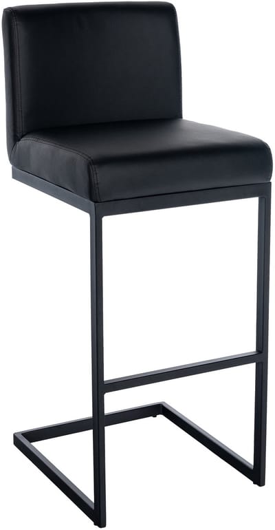 CLP Hopewell Barkruk - met rugleuning - met voetensteun - met zwart metalen frame - kunstleer - zwart/zwart