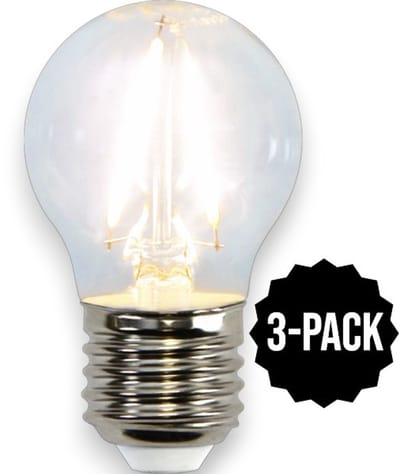 3-Pack | Standaard bol - E27 - 1.5W - Extra Warm Wit - 2700K - Filament - Helder