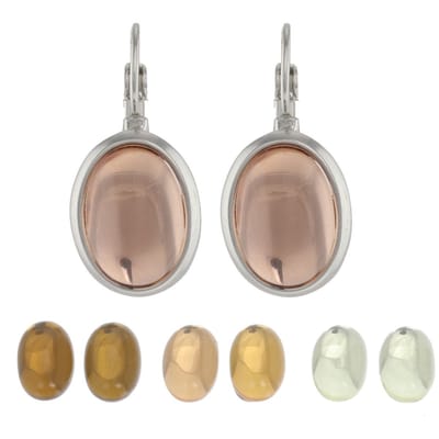 Behave Oorbellen - dames - zilverkleur - oorbellen set met 4 verwisselbare steentjes
