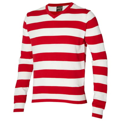 Morethansocks - Gebreide carnavalstrui met strepen - Rood/Wit - Maat S t/m XXL - Carnaval - Carnavalskleding dames - Carnavalskleding heren