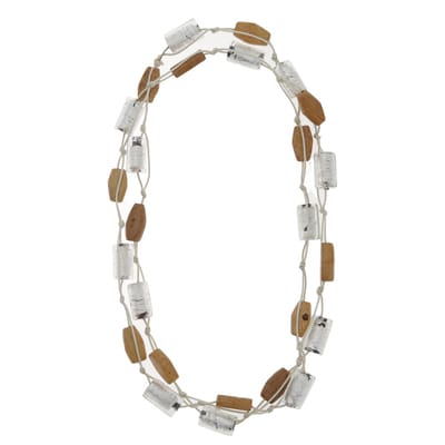Behave – ketting – lang design met houten en glaskralen – boho stijl