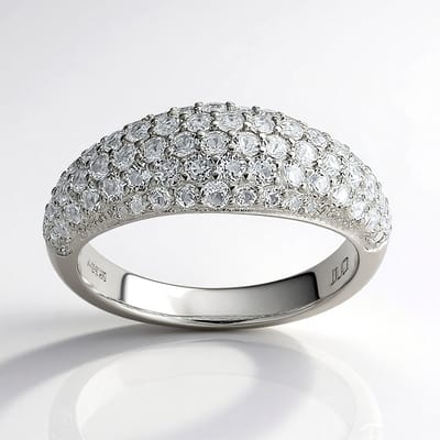 Cavill - Luxe Zilveren Ring - 925 Sterling Zilver - Witte Topaas Pavé Rond 1,185 ct - Braziliaanse Topaas - Sprankelende Damesring Maat 17