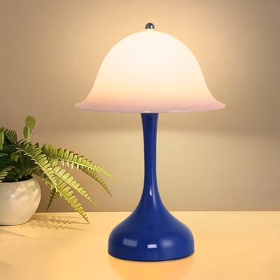 NETTLIFE Draadloze LED Nachttischlamp Blauw - Touch Dimbaar 2000K-6500K - USB Oplaadbare Batterie - Modern Design - Esszimmer Slaapkamer