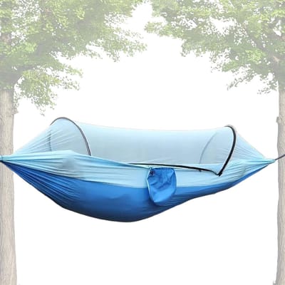 Hangmat met net - Kampeerhangmat - Buiten ontspannen - Geïntegreerd muggennet - 260 x 140 cm - Blauw
