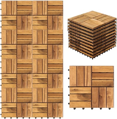 Houten Terrastegels - Balkon Vloer - Buiten Terras - Zelfklevend Systeem - 30x30 cm - Acaciahout