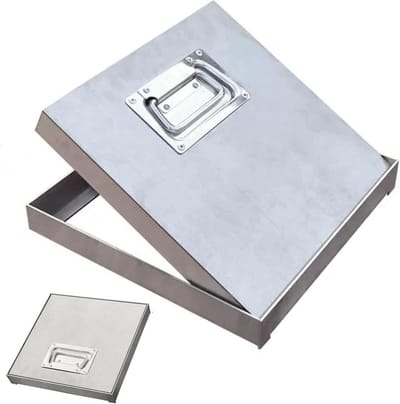 Vierkante Putafdekking - Septic Tank Deksel - Tuinafvoer Onderhoud - 90 Graden Opening - 50 x 50 cm - Roestvrij Staal