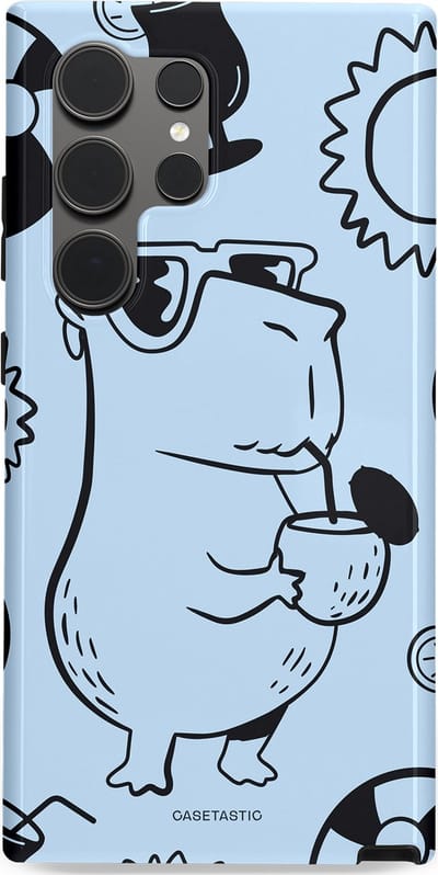 Casetastic Hoesje Geschikt voor Samsung S24 Ultra - Stijlvolle Beschermende Duo-layer Case - Capibara cocktail