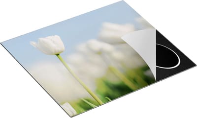 Chefcare Inductie Beschermer Witte Tulpen - Bloemen - 60x50 cm - Afdekplaat Inductie - Kookplaat Beschermer - Inductie Mat