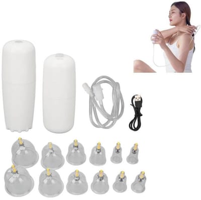 Oplaadbare Cupping Therapie Set met 12 Cups - Sterke Zuiging voor Pijnverlichting