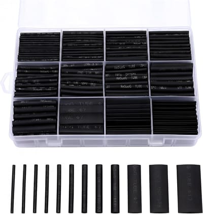 Thijox - 900 Stuks Zwarte Krimpkousen, Buisisolatie, Thermoregulerend, 12 Maten, Trekverhouding 2:1, Ideaal voor Elektronica, Huishoudelijk Gebruik, H
