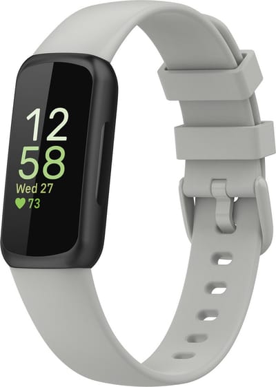 By Qubix - Compatible Fitbit bandje - Geschikt voor fitbit Inspire 3 - Sportbandje met gesp - Maat: Large - Grijs