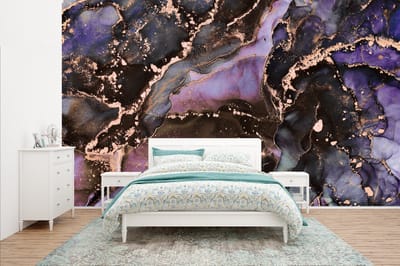 Behang - Fotobehang Marmer - Goud - Roze - Breedte 400 cm x hoogte 240 cm