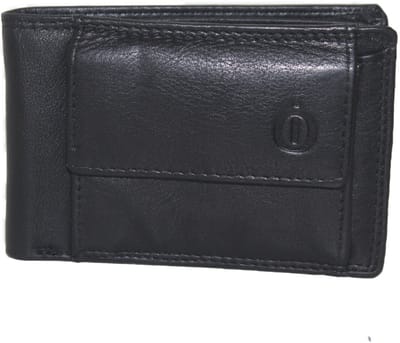 Oi zwart leren heren portemonneetje met kleingeld voorop / compleet stappertje / zeer kleine billfold heren / Anti skim / zwart leer 269