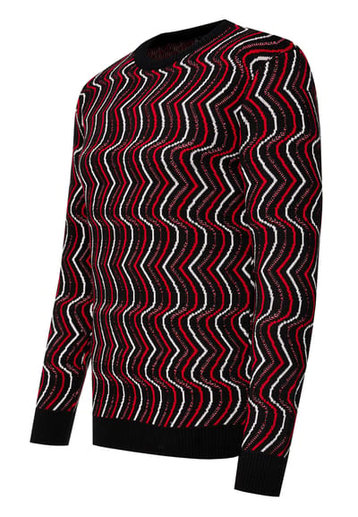 80s Design Fijn Gebreide Trui Met Ronde Hals