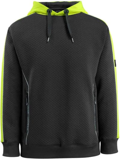 Mascot Motril Work Hoodie 50124-932 - Hardwear ZWART/HI-VIS GEEL SWEATSHIRT MET CAPUCHON Maat 2XL