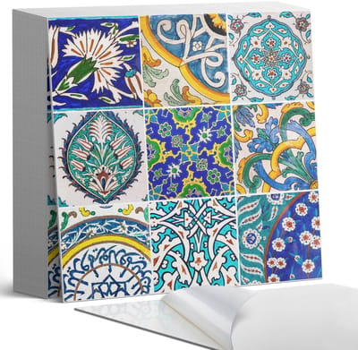 Coloray Plaktegels - Keramische patronen in mozaïek Zelfklevende Tegels - 20 cm x 20 cm - Blauw Plaktegels - 20 stuks - Vierkant PVC Tegels - Plaktegels Badkamer - Plaktegels Vloer - Vinyl Tegels - Wandtegel Zelfklevend