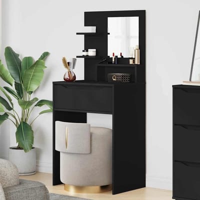 Kaptafel - Make-uptafel meubel - Slaapkamer inrichten - Ruimtebesparend ontwerp - 80 x 39.6 cm - Zwart