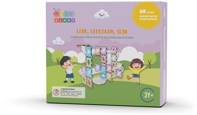 Gladi 60-Delige Knikkerbaan Pastel - Magnetisch Speelgoed Knikkerbaan - Magnetic Tiles - STEM Speelgoed voor 3 t/m 12 Jaar - Magnetische Tegels - Magnetische Bouwstenen - Educatief Speelgoed - Speelgoed Cadeau