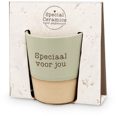 Mok - Beker - Toffeemix - Speciaal voor jou - Keramiek - lint: "Speciaal voor jou" - Cadeauverpakking