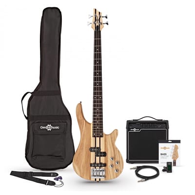 Chicago Neck Thru Basgitaar + 15 W Versterkerpakket, Natural