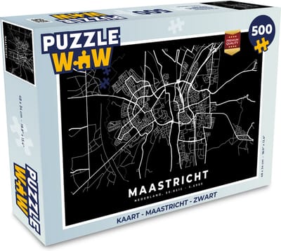 Puzzel Kaart - Maastricht - Zwart - Legpuzzel - Puzzel 500 stukjes