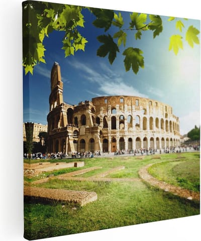 Artaza Canvas Schilderij Rome - 30x30 cm - Klein - Wanddecoratie Colosseum - Muurdecoratie Natuur - Kamer Accessoires
