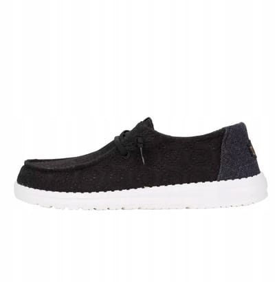 Hey Dude Wendy Eyelet - Damesmokassins - Zwart - Elastische Veters - Flexibele Zool