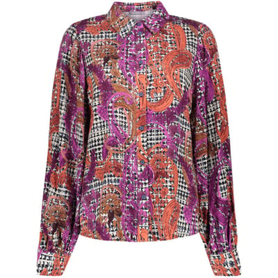 Geisha Blouse Blouse Met Grafische Print En Klassieke Kraag 63657 20 Navy/pink Dames Maat - S
