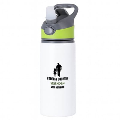 Hacebo® - Vader en dochter waterfles met rietje groen - Liefde - vrienden - verjaardagscadeau - cadeau voor vader/dochter - gift - kado - water fles - 650ML