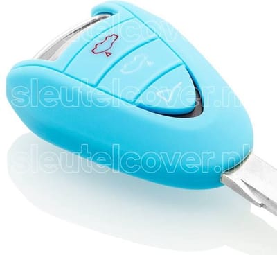 Autosleutel Hoesje geschikt voor Porsche - SleutelCover - Silicone Autosleutel Cover - Sleutelhoesje Lichtblauw