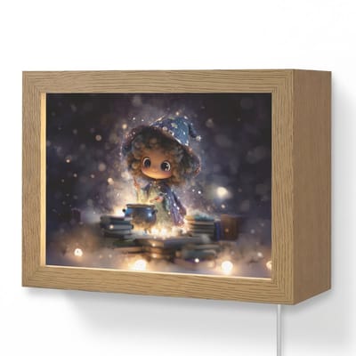Wandlamp 20x15 cm - Oplaadbaar - Meisje - Toveren - Sterren - Paars - Wandlampen binnen woonkamer - Slaapkamer lamp met kabel - Decoratieve nachtlamp - Vloerlamp snoer