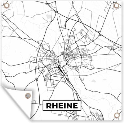 Tuin poster Rheine - Kaart - Stadskaart - Plattegrond - 200x200 cm - Tuindoek