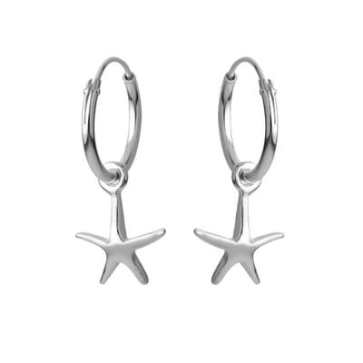 Zilveren oorbellen - oorringen met hanger - zeester - 925 zilver