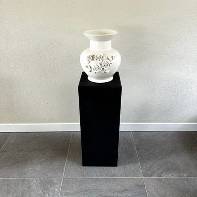 GoudmetHout® Planten Sokkel - 70cm Hoog - Houten Zuil - Plantentafeltje voor Binnen - Plantenkrukje - Zwart Eiken Pilaar