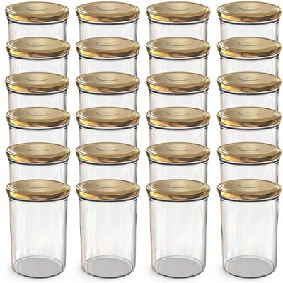 Oputec 24x 440ml inmaakpotten / voorraadpotten TO Ø 82 mm – glazen jampotten – metalen schroefdeksel goud – conservenpotten