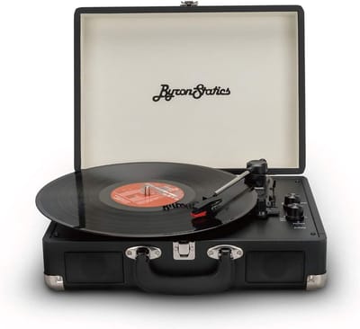 Platenspeler - Bluetooth - Met Speakers - Stereo - 33/45/78 RPM Rotatiesnelheden - RCA Lijnuitgang - AUX Ingang - Reservenaald - Draagbaar - Vintage Koffer - Zwart