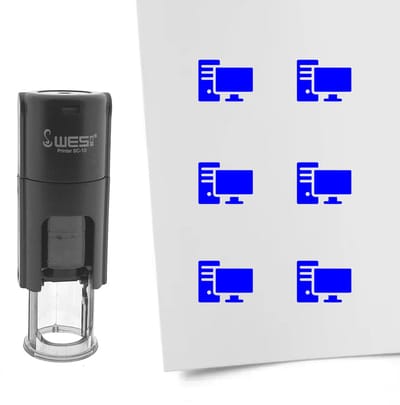CombiCraft Stempel computer 10mm rond blauwe inkt - per 1 stuk