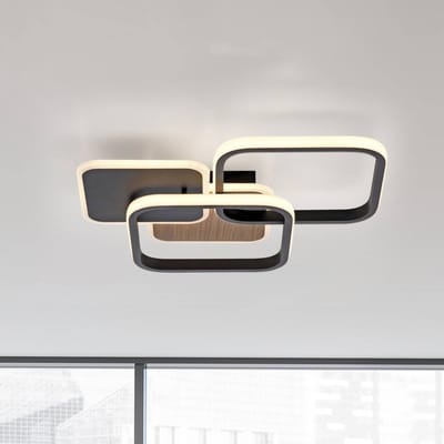 JUST LIGHT. GmbH LED plafondlamp Sevent, hoekig 3.000 K houtkleurig