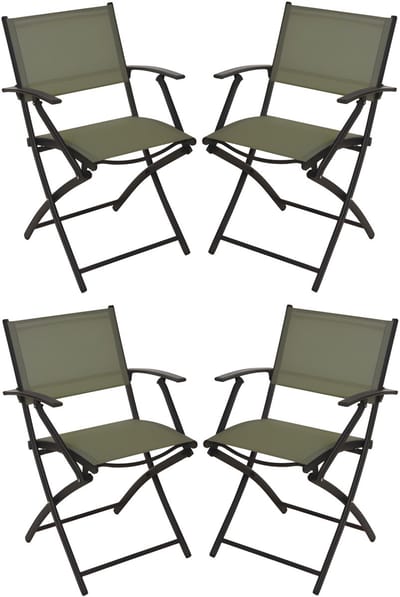Redcliffs Klapstoel - 4x - groen - opklapbaar - 46 x 52 x 85 cm - staal/polyester - campingstoel/tuinstoel